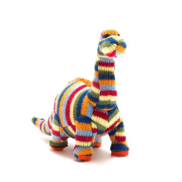 Knitted Stripe Mini Diplodocus Rattle